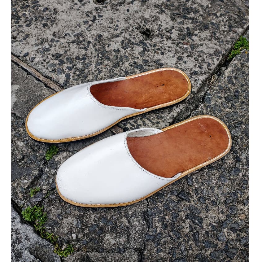 Mule De Couro Branco Mabuche Branco Natural Liso