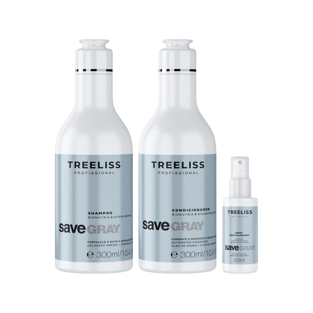 Kit Save Gray Shampoo, Condicionador e Spray 300ml Hair Care