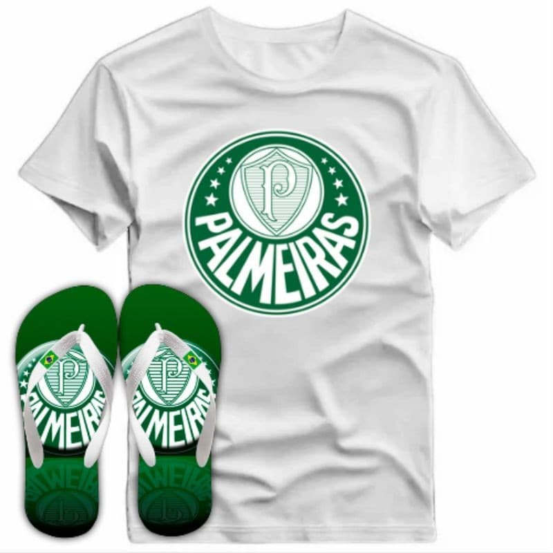 Kit Combo Camisa + Chinelo Palmeiras Algodão Masculino Envio Rápido