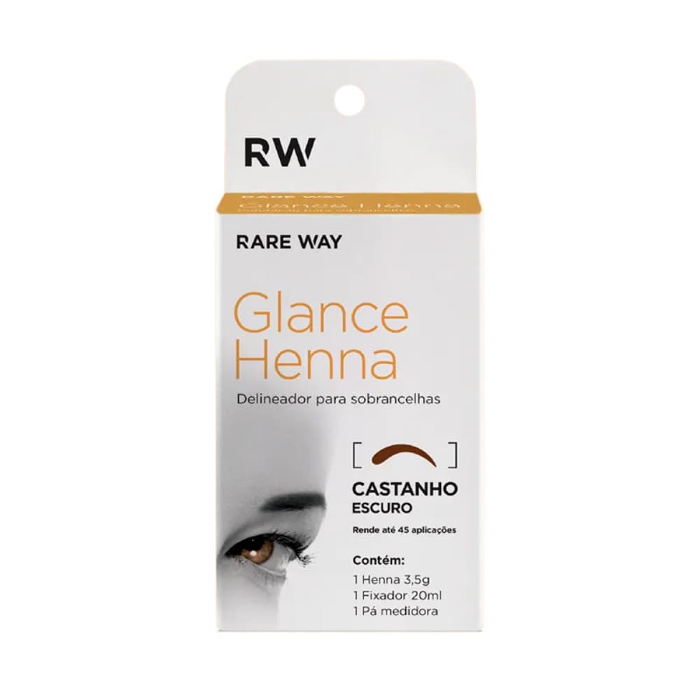 Kit Henna E Fixador Para Sobrancelhas Glance Castanho Escuro Rare Way 3,5g
