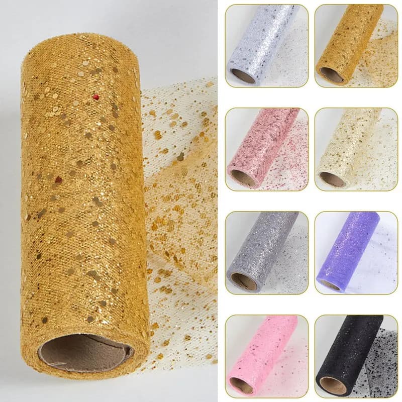 2/5M Saia Para Animais De Estimação Costura Artesanato Tecido Glitter Rolos De Tule Embrulho Laço Fita Presente De Anive