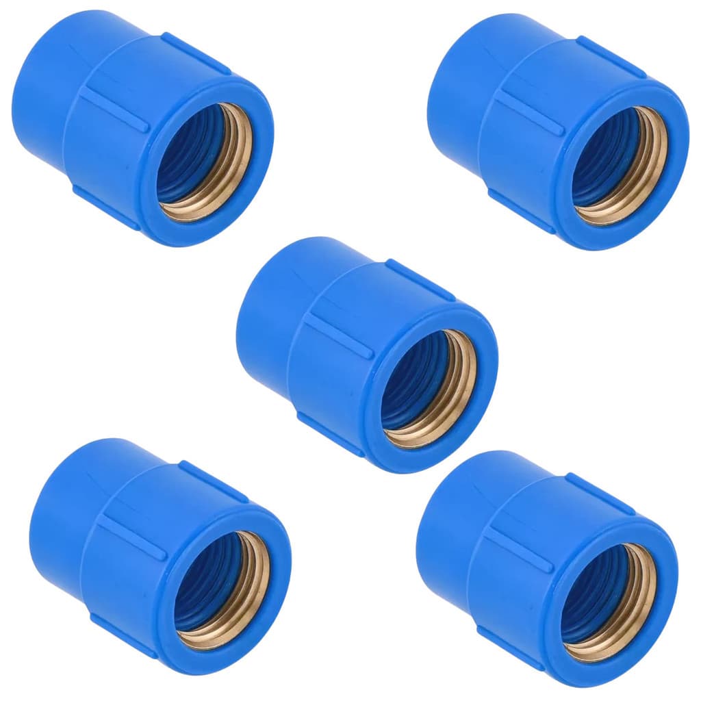 Luva Azul Soldável x Rosca c\ Bucha Latão 25 x 1/2 Shiva 5 pc