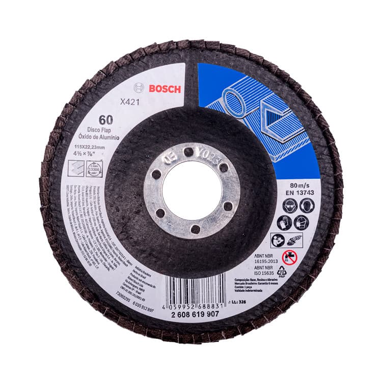 Disco Flap de Fibra Cônico 4.12" Grão 60 115 x 22.23mm Bosch