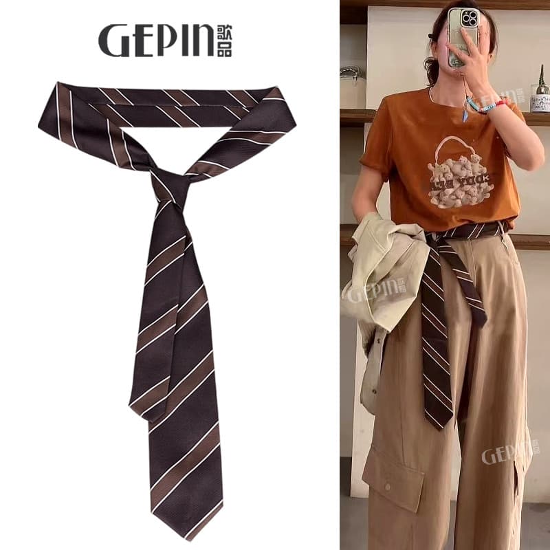Cinto de gravata listrado combinando acessórios Jeans lenço de seda combinando fita longa Streamer lenço de cintura calç