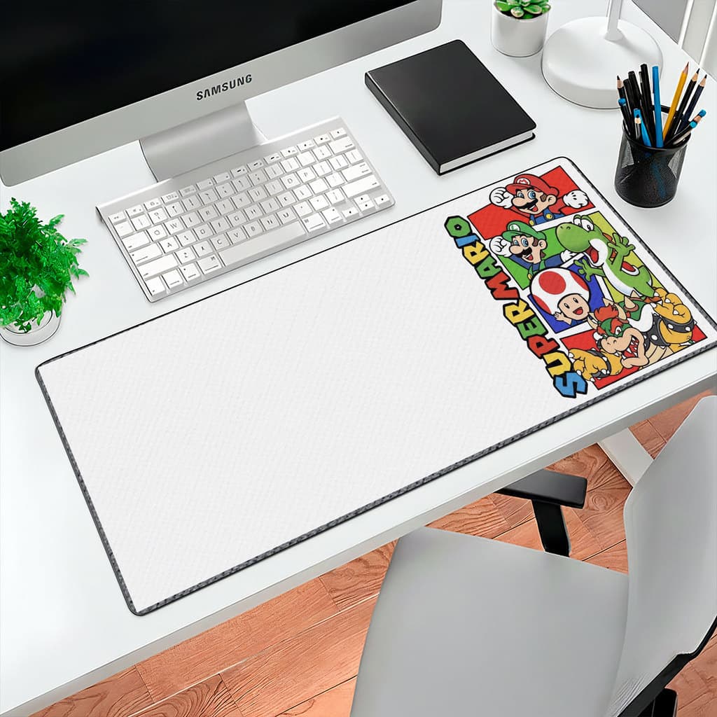 MousePad Gamer Super Mario Bros 80x30 Deskpad Gamer Grande Nintendo Premium Personalizado Grande RGB Anime