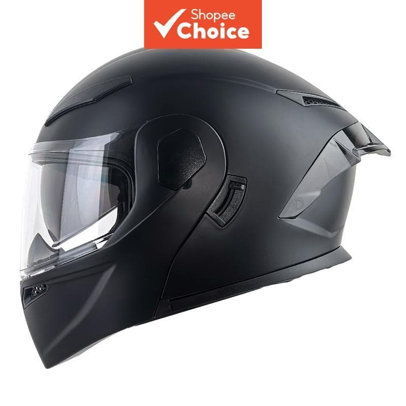LSJ Capacete Modular Viseira Dupla Full Face Flip Up Preto Fosco DOT Aprovado Unissex