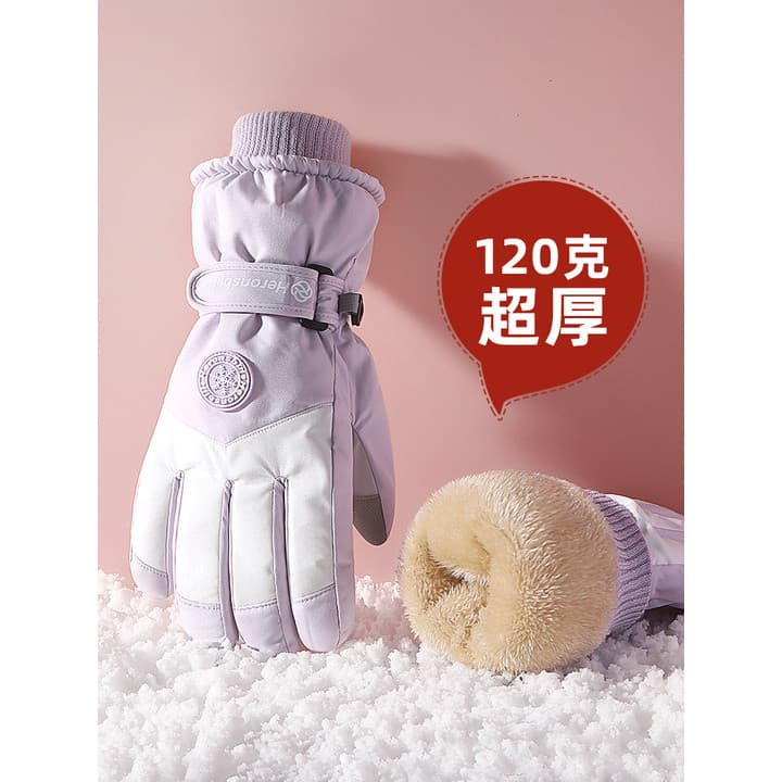 Luvas femininas inverno 2025 novo estilo à prova de vento forro de lã engrossado quente à prova de frio tela de toque ma