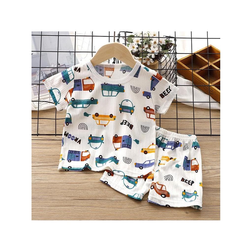 Crianças roupas de verão bebê gelo seda manga curta terno bebê pijamas finos meninos roupas de ar condicionado meninas d