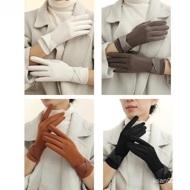 [bagreny] 1 Par de Luvas de Camurça para Mulheres, Elegantes de Veludo de Inverno com Função Touchscreen para Dirigir e