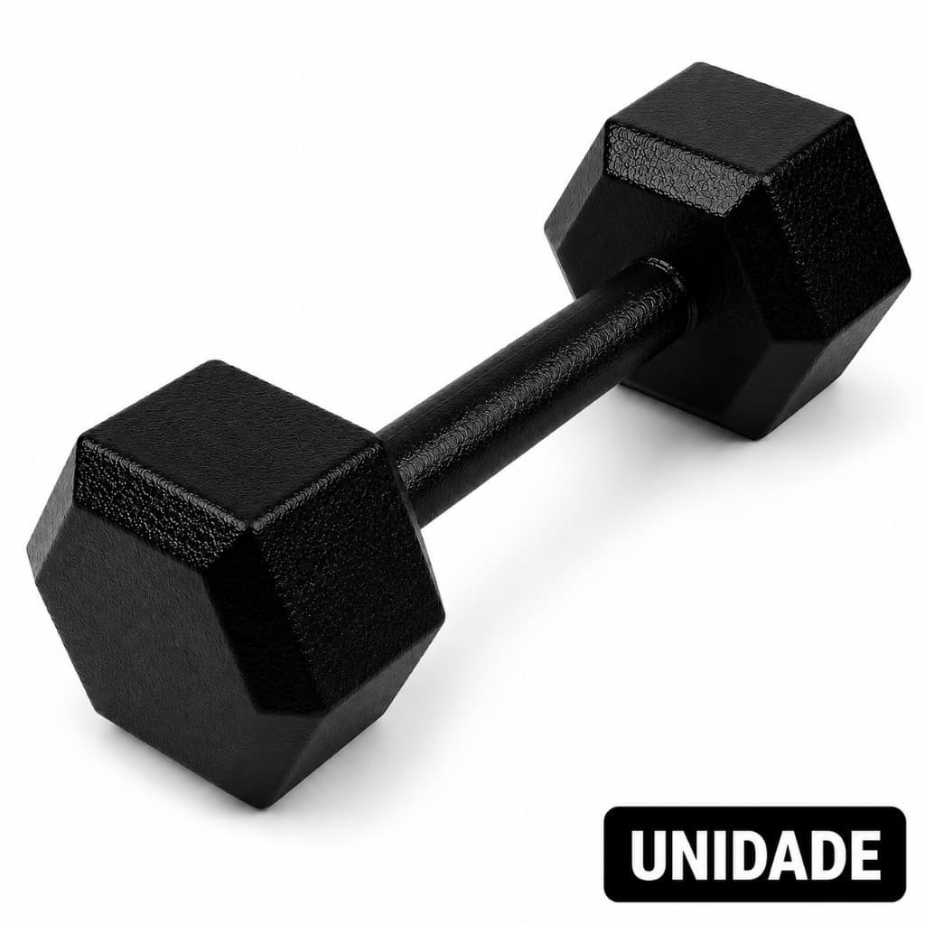 Desconto - Oferta Halter Sextavado Pintado 5Kg Unidade Academia Musculação Treino Fitness Preto