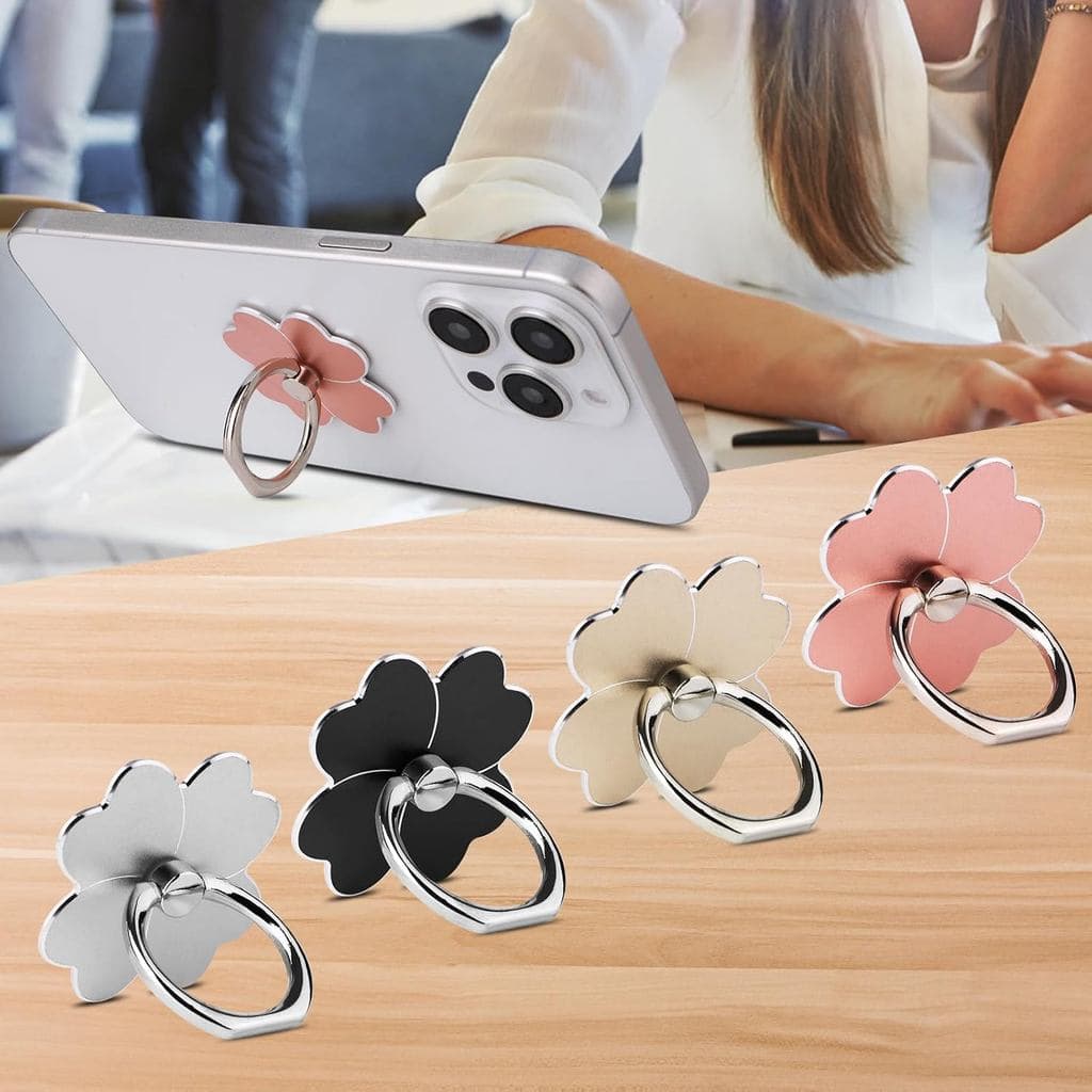 Suporte de Anel para Celular 4 Peças, Suporte de Anel para Celular em Forma de Flor, Rotação de 360° e 180° ° Suporte de