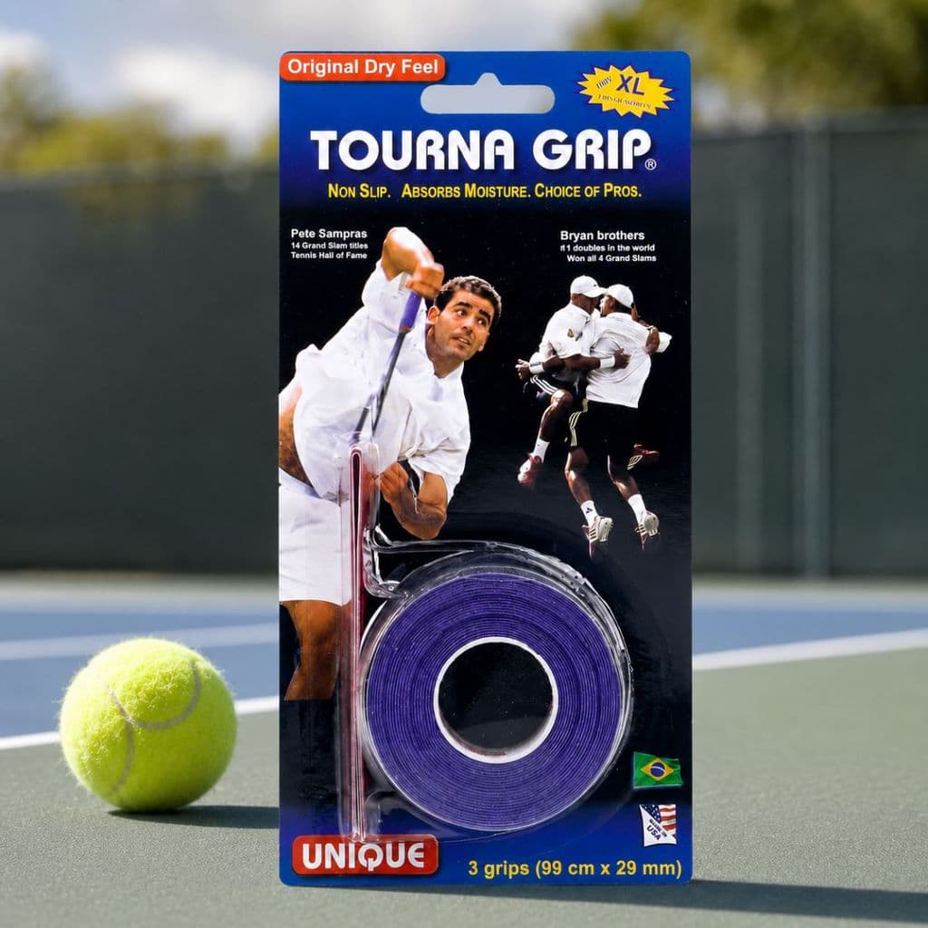 Overgrip Tourna Grip Unique Original Azul Absorção Dry Raquete Tenis Beach Padel Pack 3 unidades