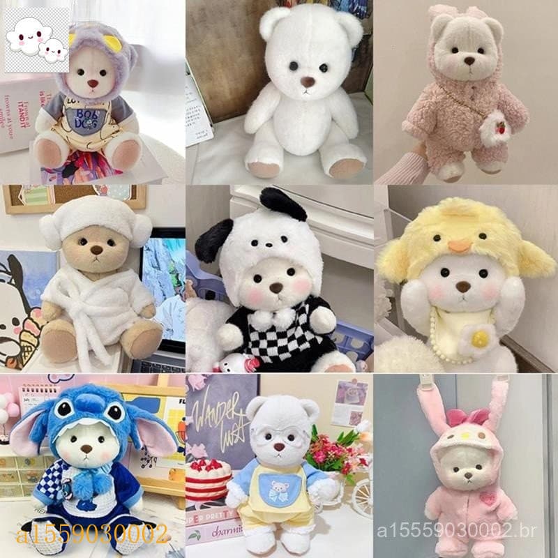 Sweater + Strap Pants + Bag 30Cm Kawaii Roupas De Bonecas De Urso Recheadas Lalafanfan Acessórios De Pelúcia Presentes D