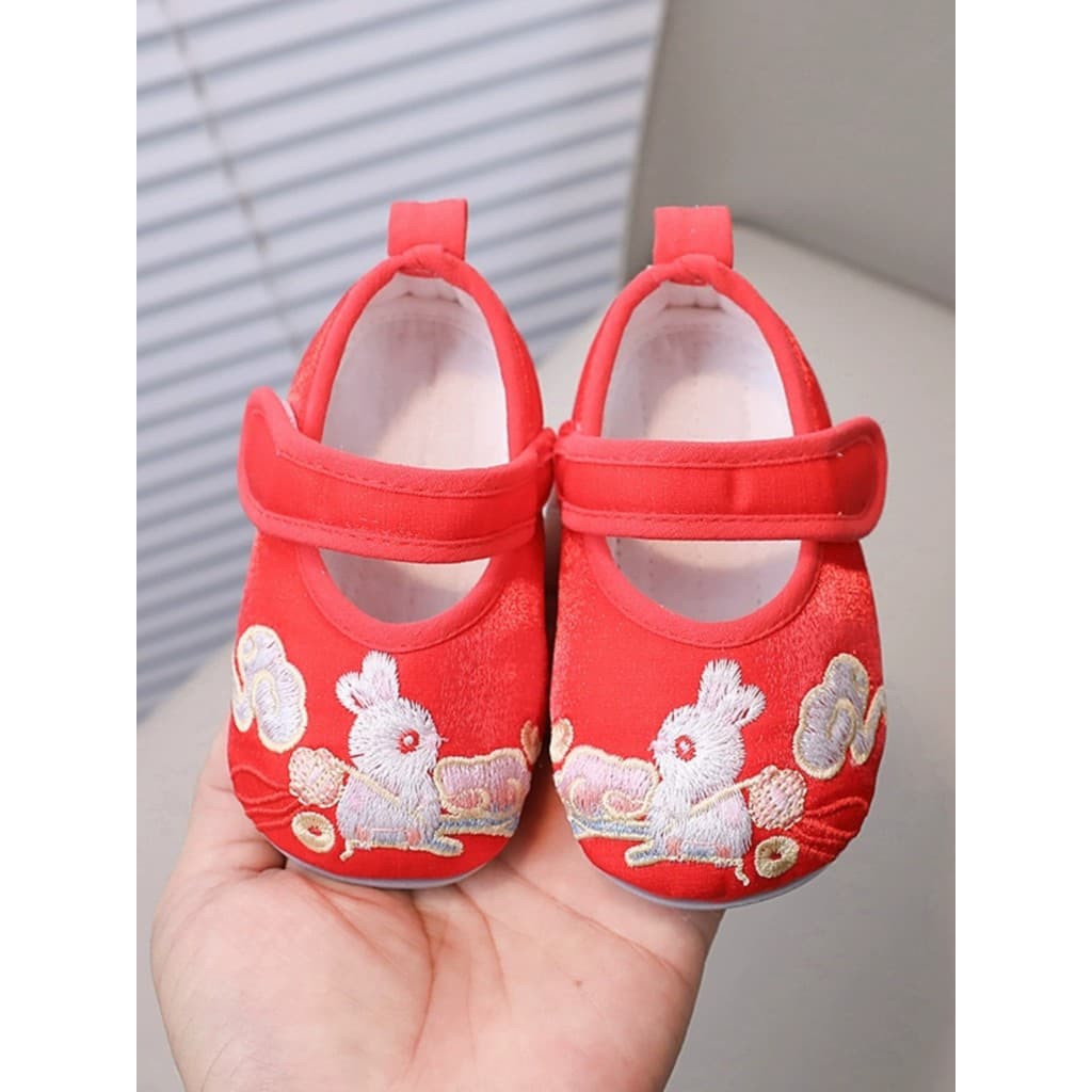 Sapatos infantis Hanfu primavera outono sapatos de pano um ano de idade sapatos femininos bebê princesa coelho s