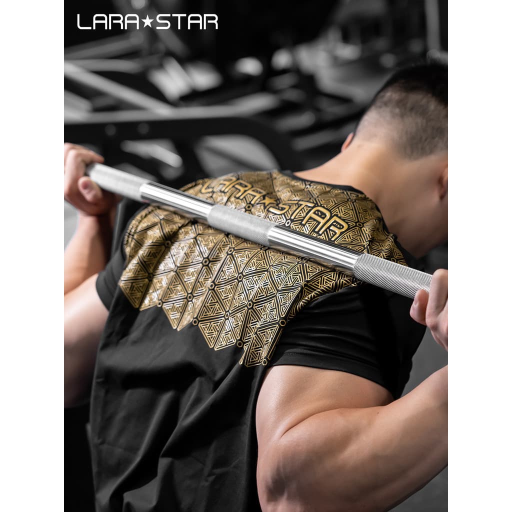 Laura Star 1519 Roupas Antiderrapantes Masculinas de Manga Curta Força Agachamento Banco Imprensa Antiderrapante Camiset