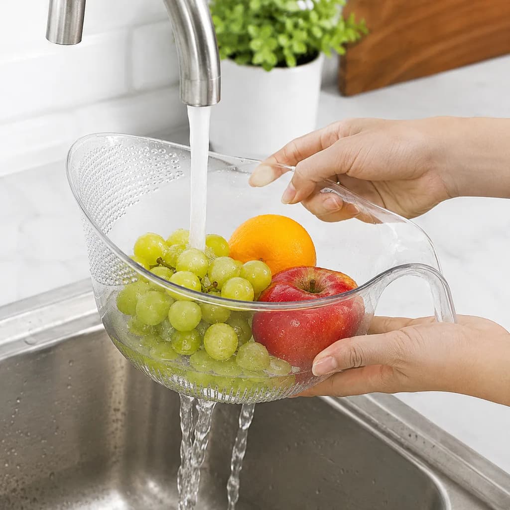 Escorredor E Lavador De Arroz Frutas E Massas 1,5l Com Alça