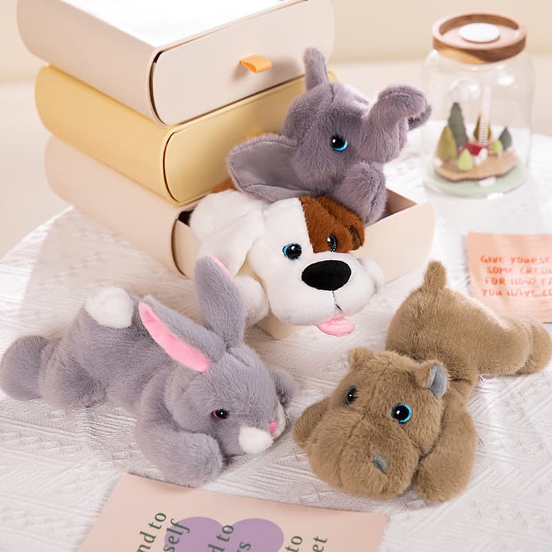 Bonito Deitado Hipopótamo Coelho Elefante Cão Brinquedo De Pelúcia Macio Animal Boneca Presente Aniversário Para Meninas