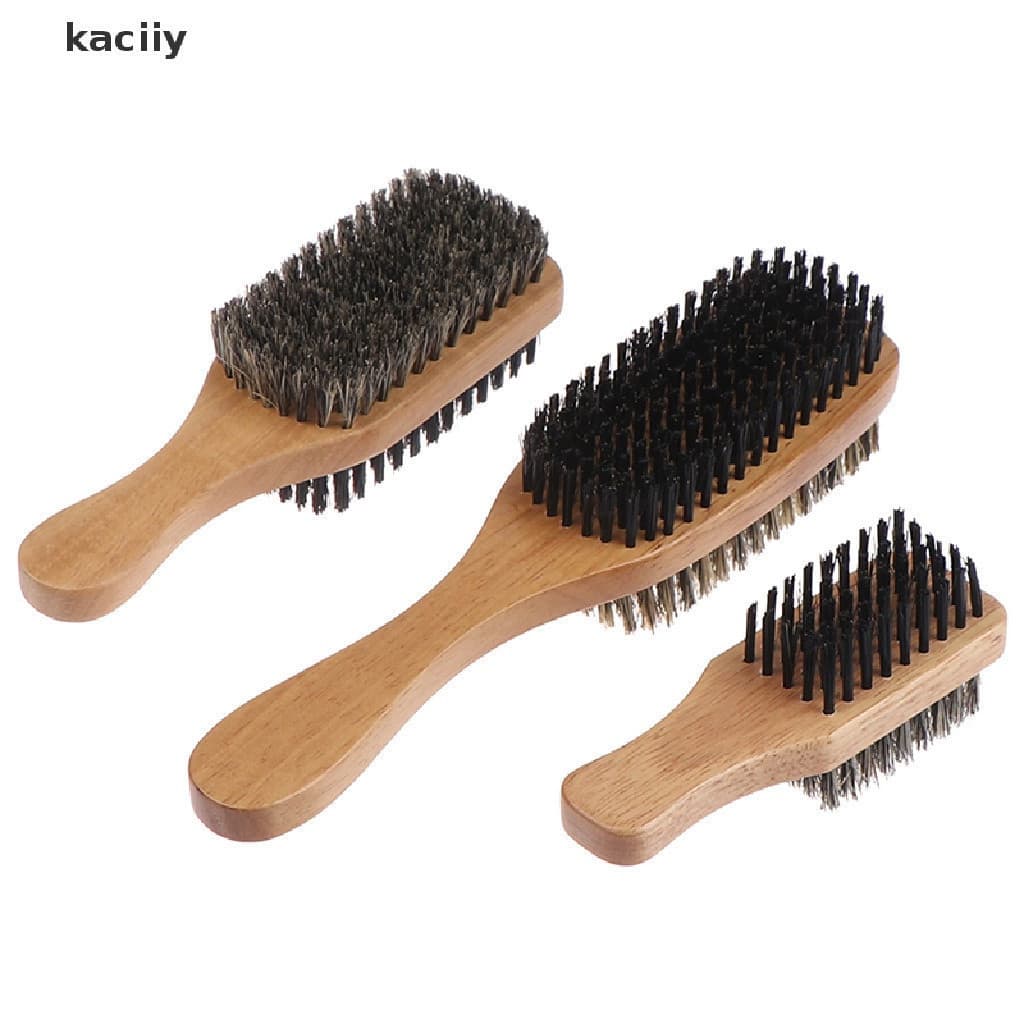 kaciiy 1X Escova De Cabelo Masculina Com Cerdas De Javali , Ondulada Encaracolada De Madeira , Estilo Barba , BR