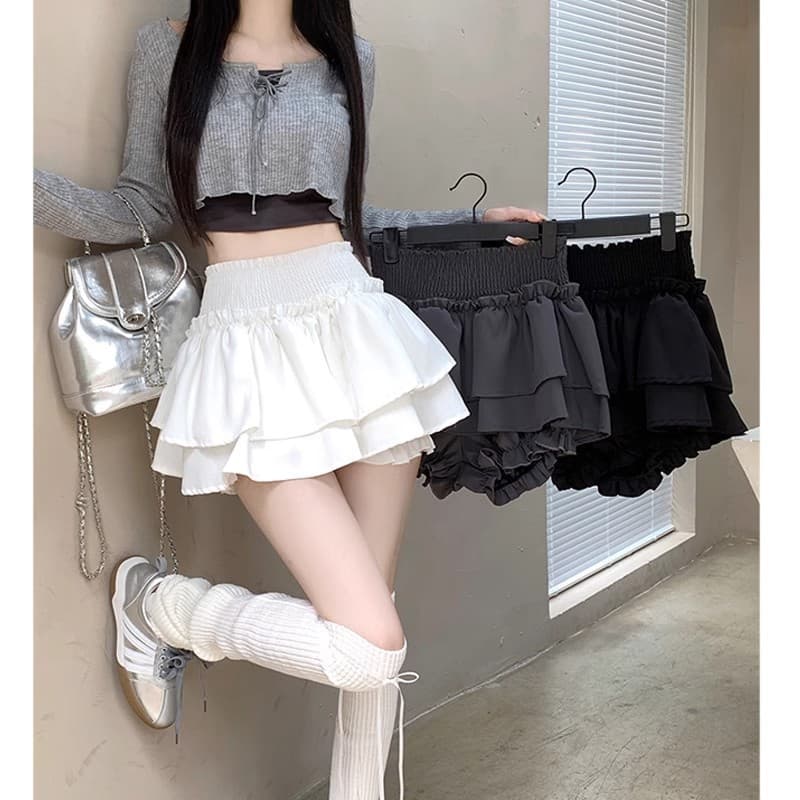 Saia curta branca para mulheres, nova coleção primavera/outono 2026, estilo ballet, saia-calça volumosa, corte em A, cin