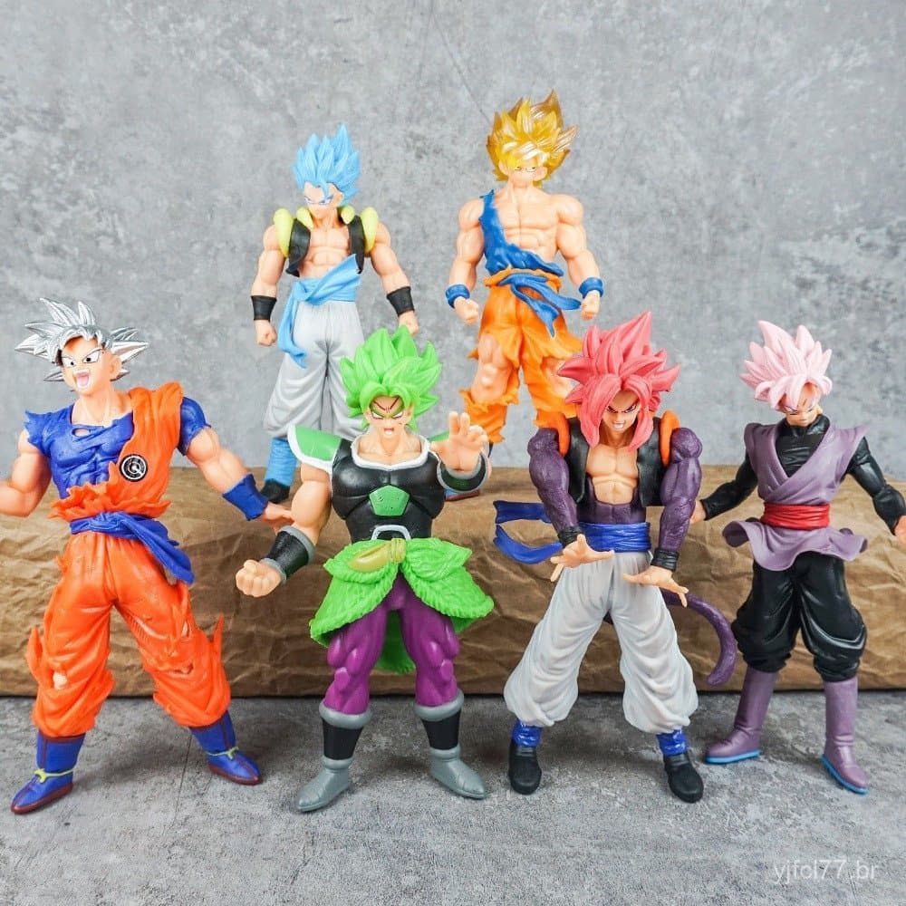 15 modelos de figuras de personagens de anime Dragon Ball Z de 17-19 cm: Zamasu, Black Goku, Kakarot, Broly, Gogeta, Sup