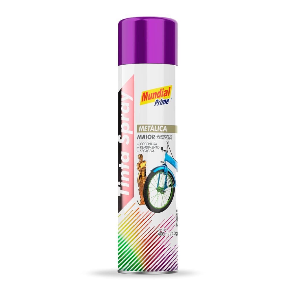 TINTA SPRAY 400ML MUNDIAL PRIME METALICA VIOLETA