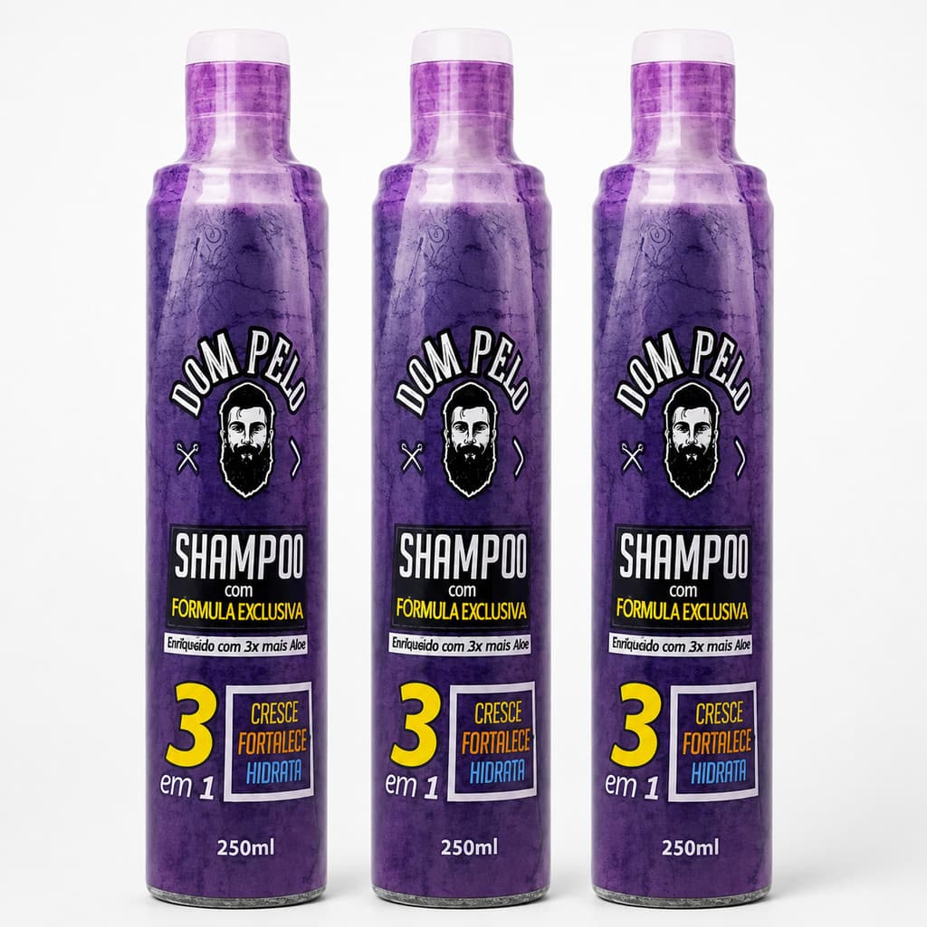kit  Shampoo 3 em 1 Dom Pelo Original - Fortalece, Limpa e Estimula o Crescimento