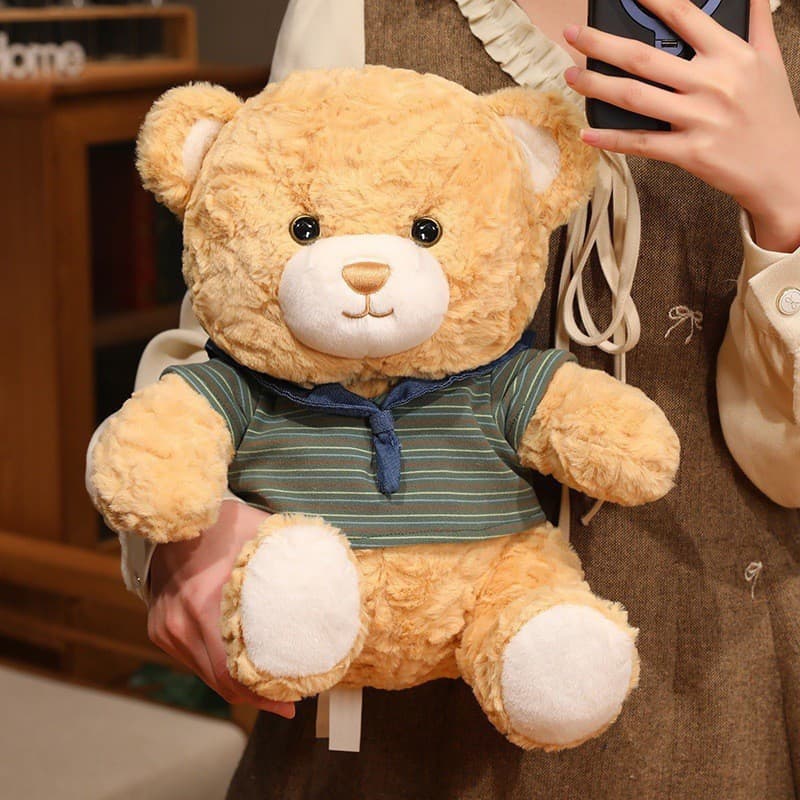 Adorável Novo Estilo Babador Urso De Pelúcia Brinquedo Bonito Macio Boneca Festival Presente Para Crianças Decoração De