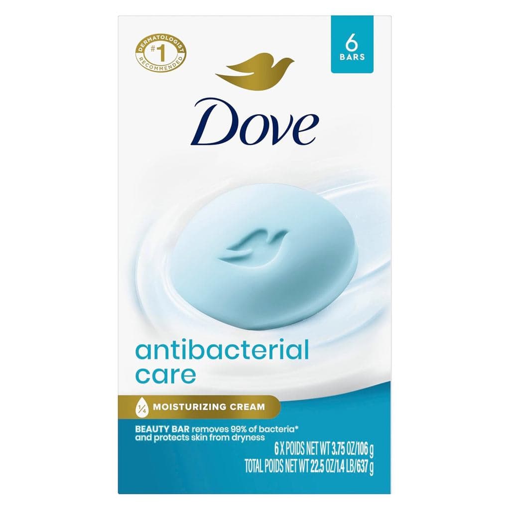 Sabonete em Barra Dove Antibacteriano, 6 Unidades, Para Pele Limpa e Hidratada, Remove Bactérias, 3.75 oz Y1GL