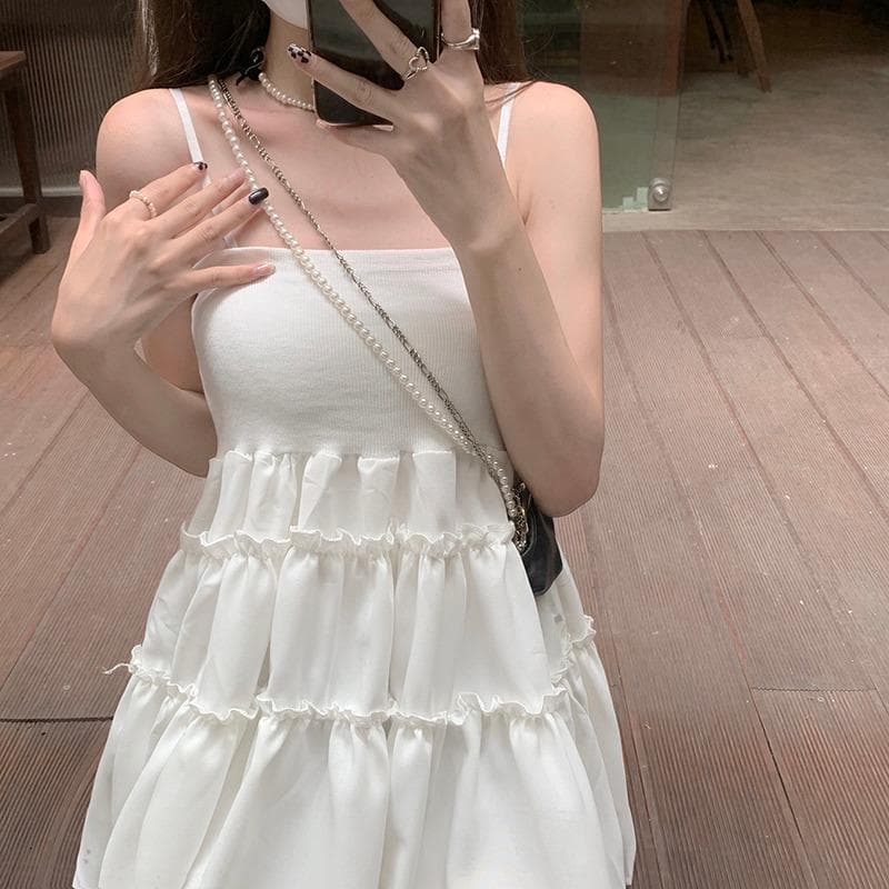 Doce quente menina pequeno vestido preto frito rua estilingue vestido 2025 verão novo estilo feminino Design nicho peque