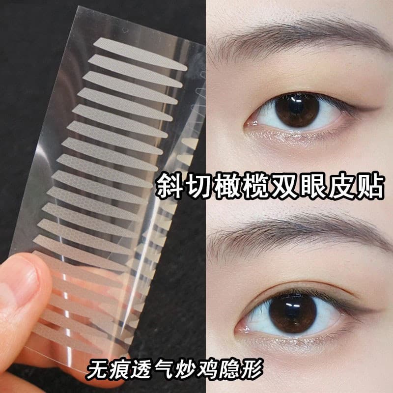 Adesivo chanfrado para pálpebras duplas de azeitona, invisível, Natural, sem costura, cor de carne fosca, espuma para os