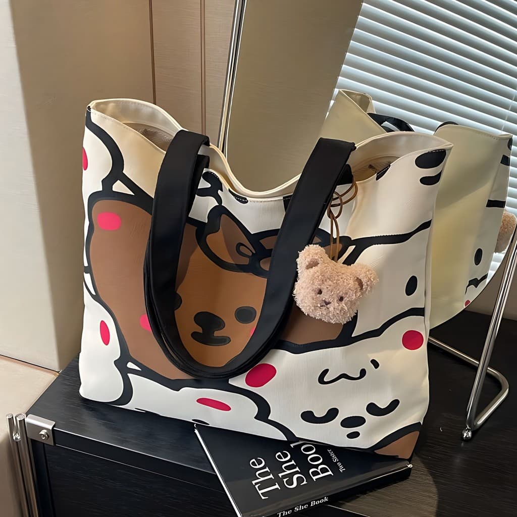 Bolsa Casual de grande capacidade feminina bolsa de lona de desenho animado estudantes universitários classe Commuter sa