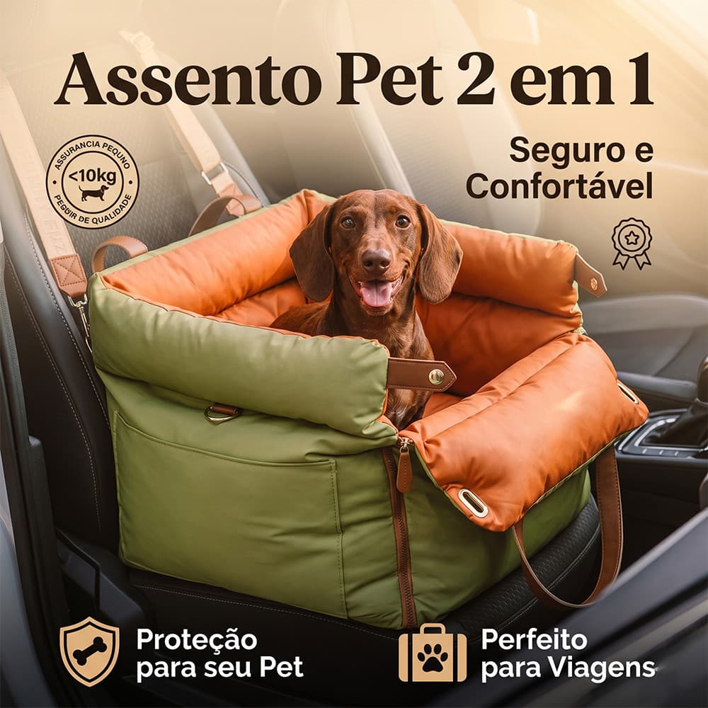 Assento de Carro Pet 2 em 1 Caminha Bolsa Transporte Para Cachorro Pequeno Gato Impermeavel Portatil Cinto Seguranca