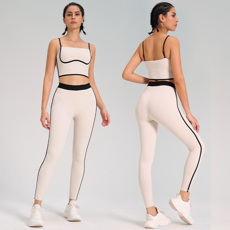 Fato de ioga esportivo, Nude dupla face escovado, roupas de ioga tipo estilingue Fitness