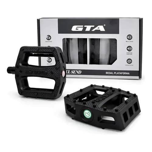 Pedal De Bicicleta Bike 9/16 Gta Full Send Cromo Fibra Vidro Preto