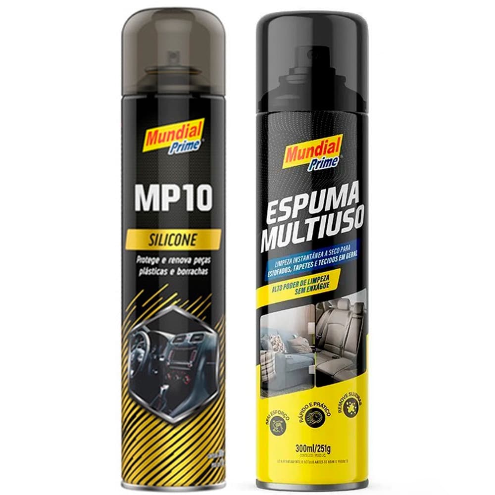 Kit Silicone MP10 Mundial Prime 300ml + Espuma Multiuso Lavanda 300ml