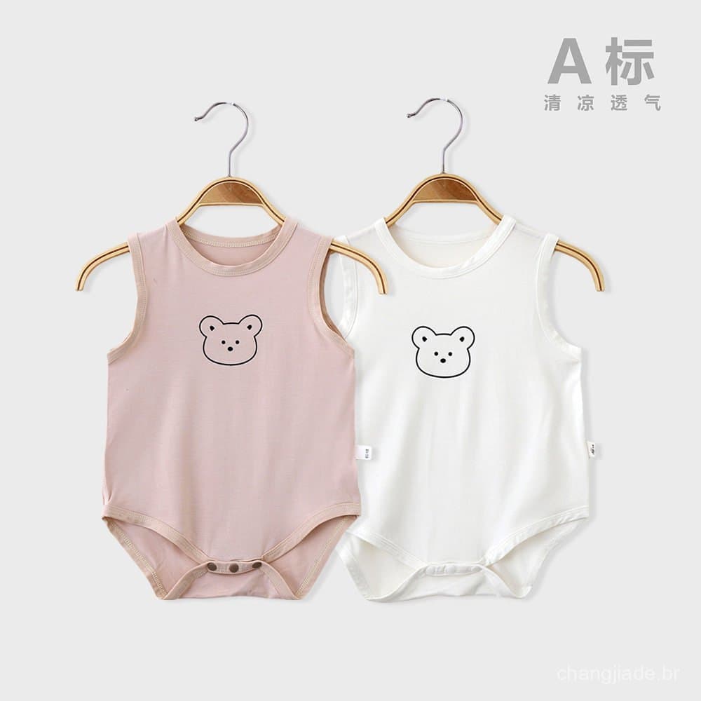 Novo Macacão de Bebê de Verão, Fino e Sem Costura, em Modal, para Meninos e Meninas, Macacão Triangular para Bebês, Roup