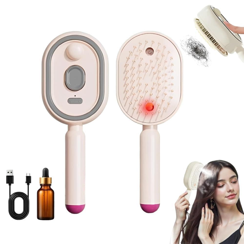 Escova de massagem elétrica com almofada de ar 2026, escova de tratamento com luz vermelha e função de pulverização de n