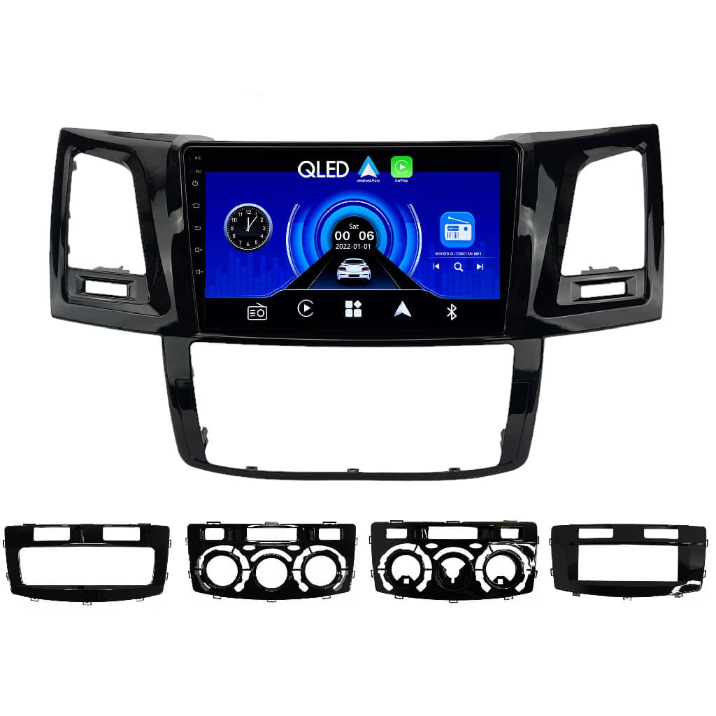 Kit Multimídia MP5 9 Polegadas Toyota Hilux SW4 2006 a 2015 Ar Analógico Digital Black Piano