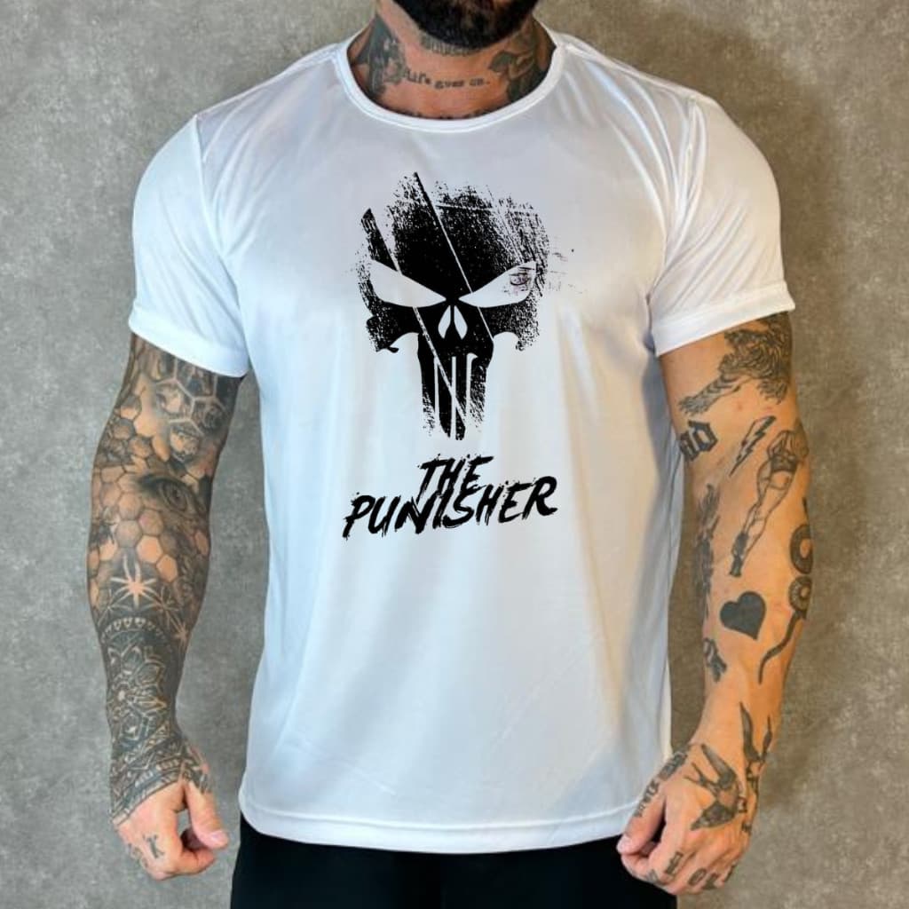 Camisa The Punisher Masculina Dry Fit Academia Corrida Fitness