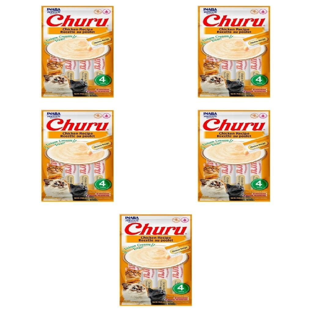 KIT 5 - Petisco Churu para Gatos Sabor Pure de Galinha - 56g