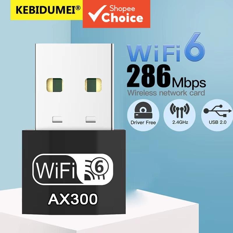 Mini Adaptador USB WIFI 6 Dongle 2.4GHz, Placa de Rede Wi-Fi sem necessidade de driver para PC e notebook, compatível