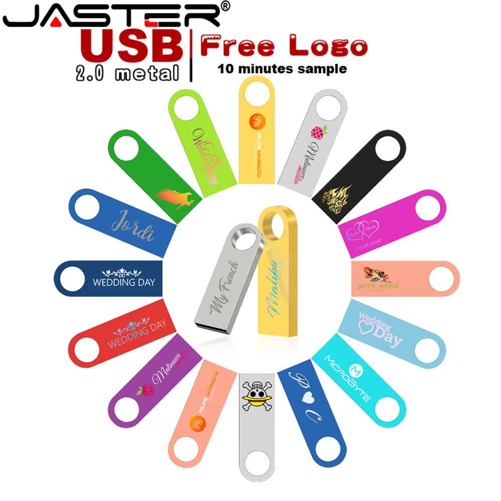 JASTER (1 Pcs Logotipo Esculpido Grátis) 2.0 Pendrive 32GB Metal USB flash drive 16GB Mini Pen 8GB Para Presente De Casa