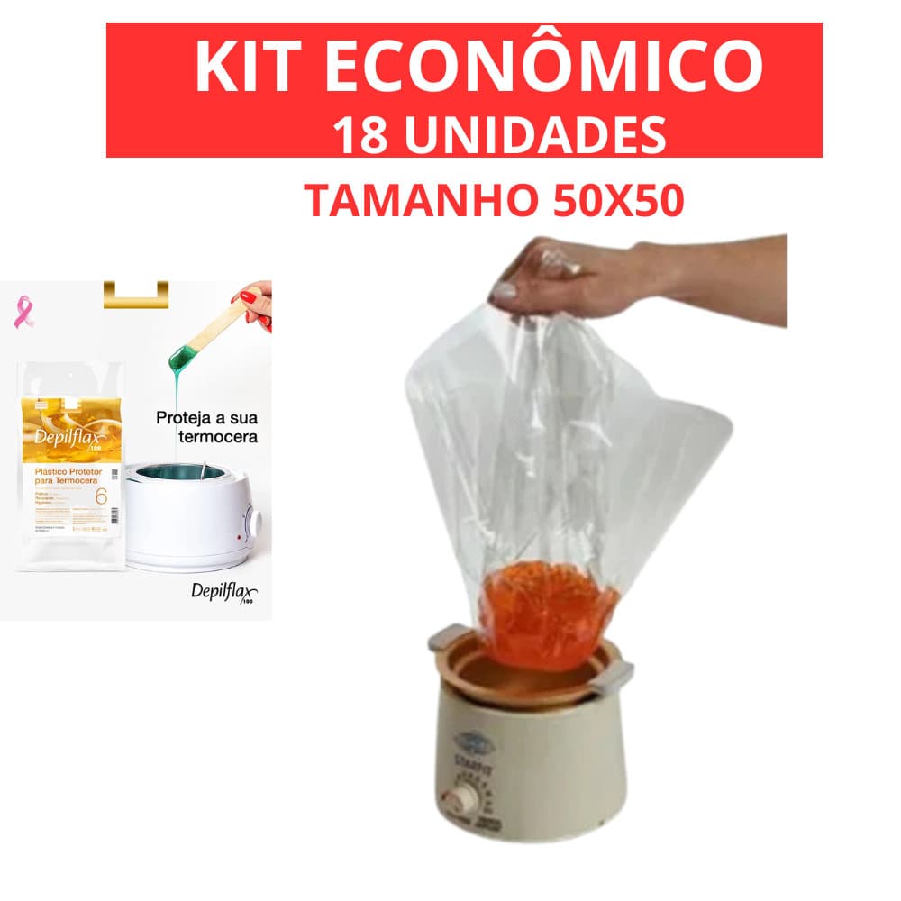 REFIL Plástico Protetor Para Termocera Depilflax 50x50 18 Unidades