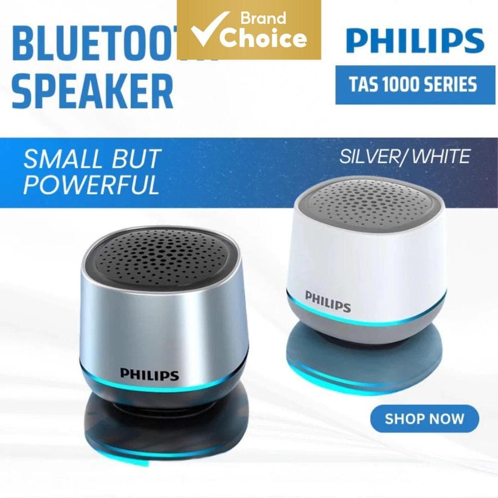 Philips TAS1009 Mini Caixa de Som Bluetooth de Mesa para PC, graves, driver de 52 mm, RGB, 1200 mAh, BT5.3, TWS