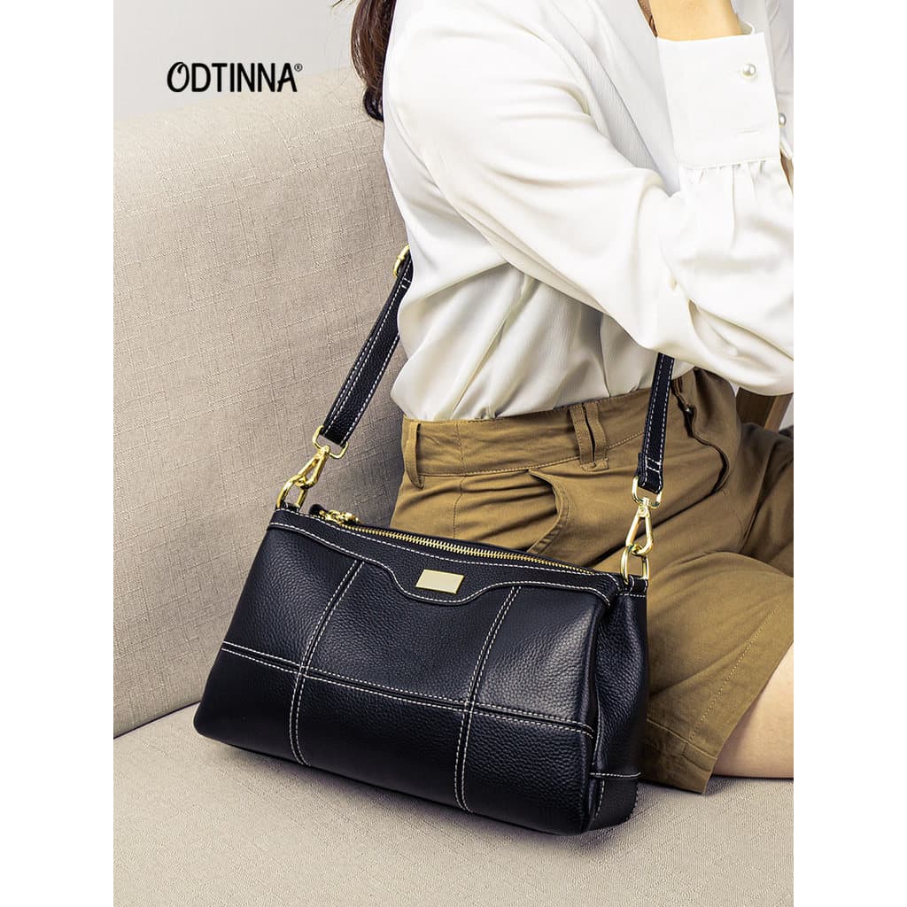 Influenciador bolsa de couro genuíno feminino 2026 novo estilo moda All-Match ombro mensageiro saco francês Casual bolsa