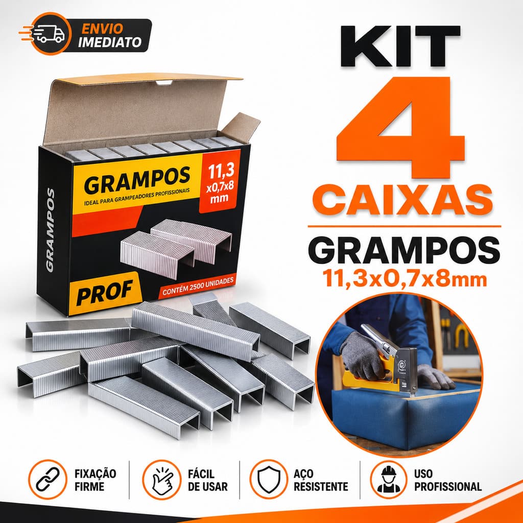 Grampo Galvanizado 8mm Para Tapeceiro Estofador Marcenaria Artesanato Atacado