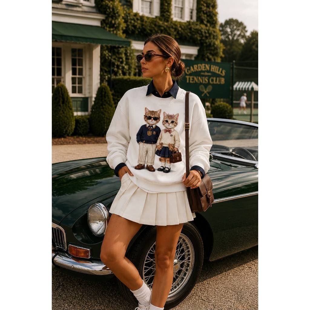 Moletom Estiloso Gato Estampado Casal Blusa de Frio Gatinhos Moda Ralph