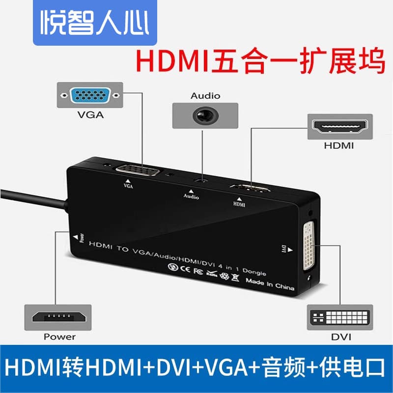 Yuezhirenxin Conversor HDMI para VGA/HDMI/dvi Estação para Laptop de separação de Interface de áudio HD