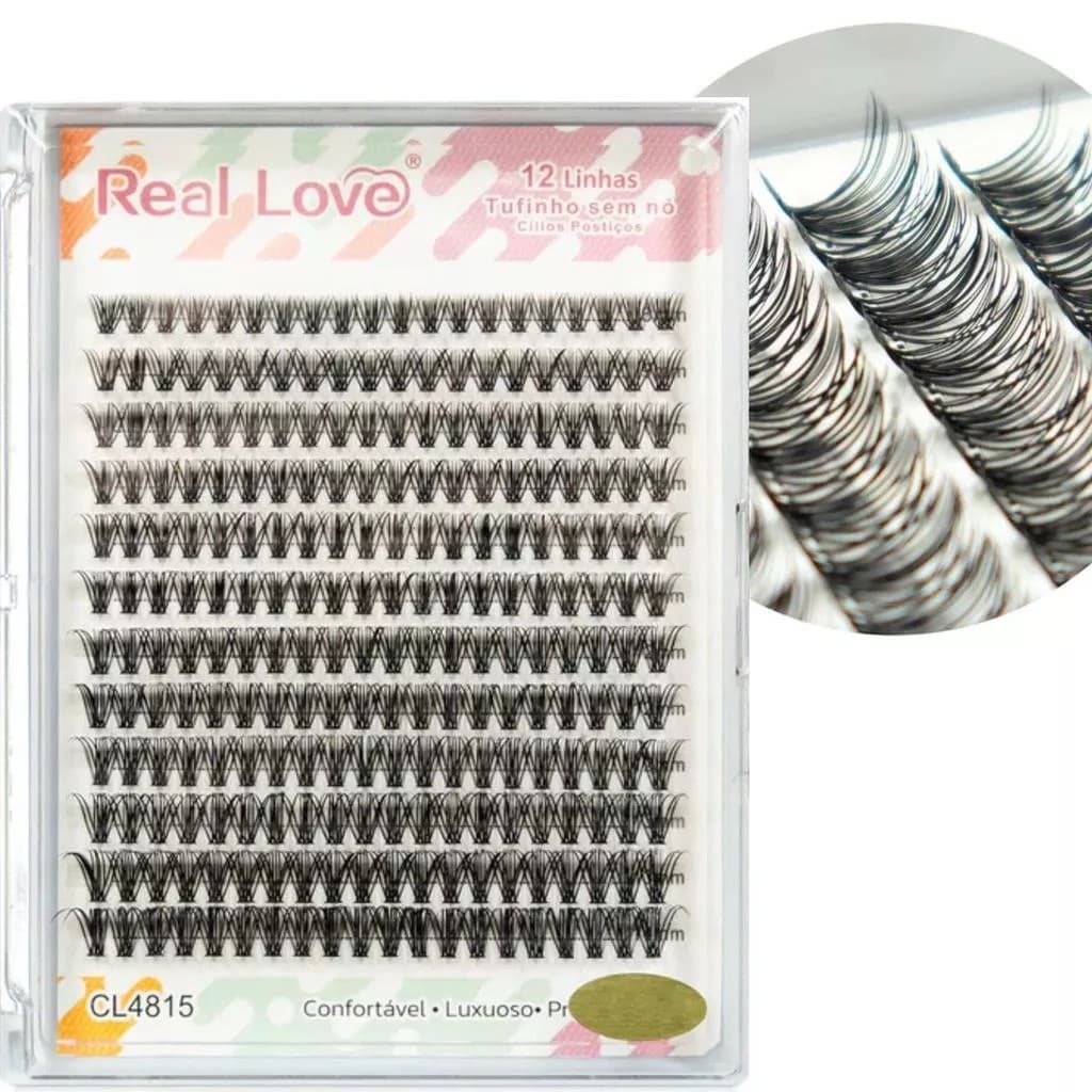 Cílios Tufinhos Sem Nó Fio a Fio Natural Leve Durável para Extensão -10p/12p/20p- Real Love