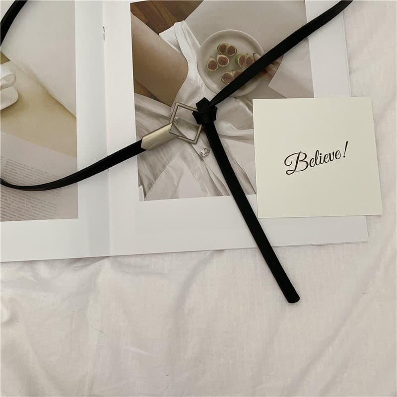 Ins estilo moda terno camisa vestido cintura estreita cinto fino senhoras versão coreana All-Match atado cinto na moda